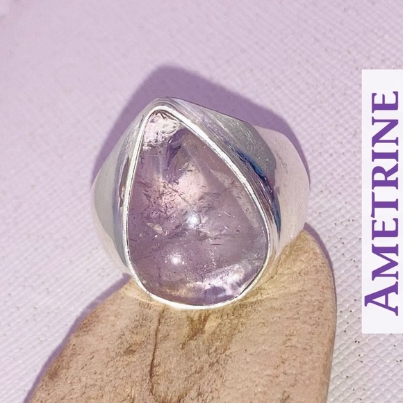 Natural Ametrine Quartz Gemstone Handmade Ring - Picture 6 of 8